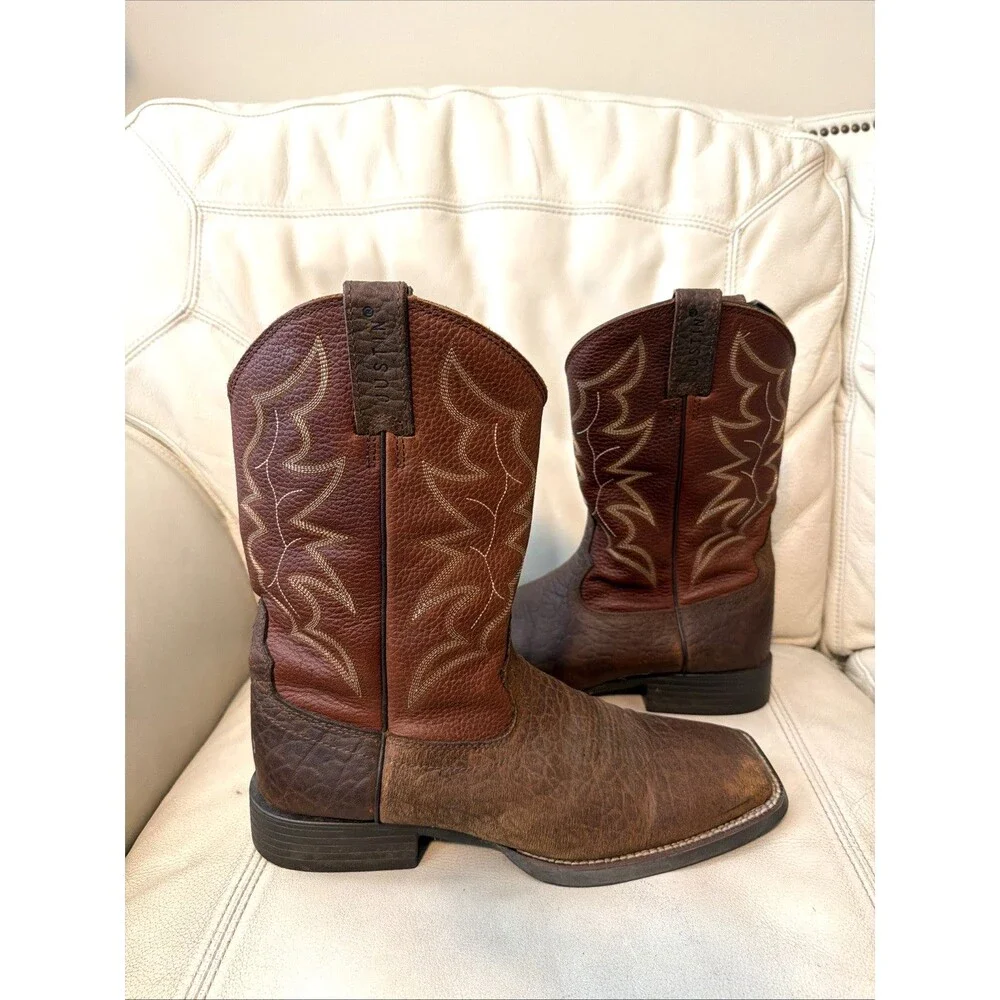 Justin Boots 11D Chet Mens Stampede Cowboy Leather Brown 7222